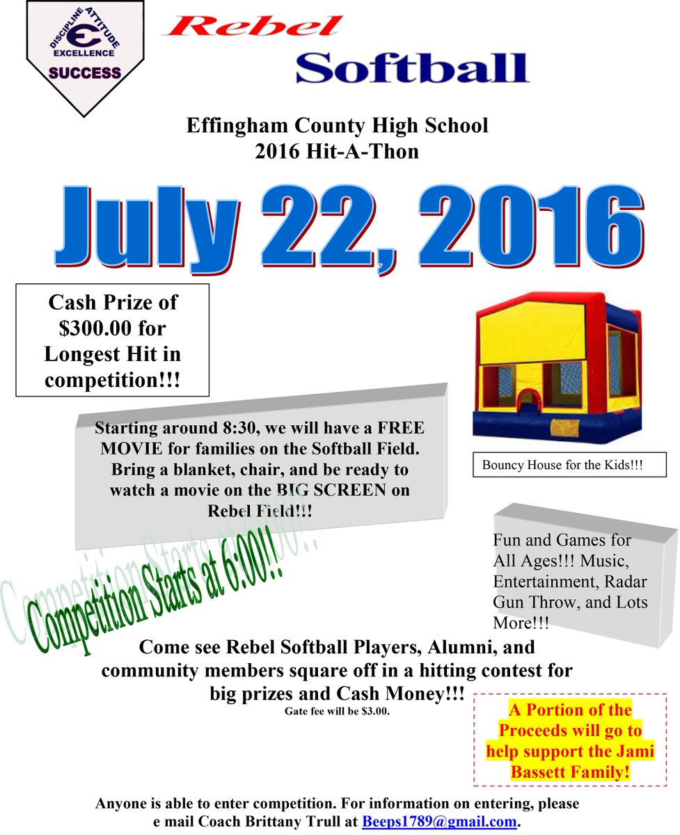 EffinghamAD's tweet image. Tom. Night! Come out for a Fun filled night w/ family and friends and support ECHS Softball and @jamibassett32!!