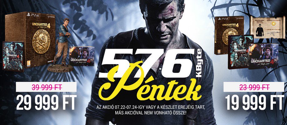 576KByte's tweet image. Csapj le az Uncharted 4 különleges kiadásaira akciós áron CSAK MA! 576kb.hu/576-pentek