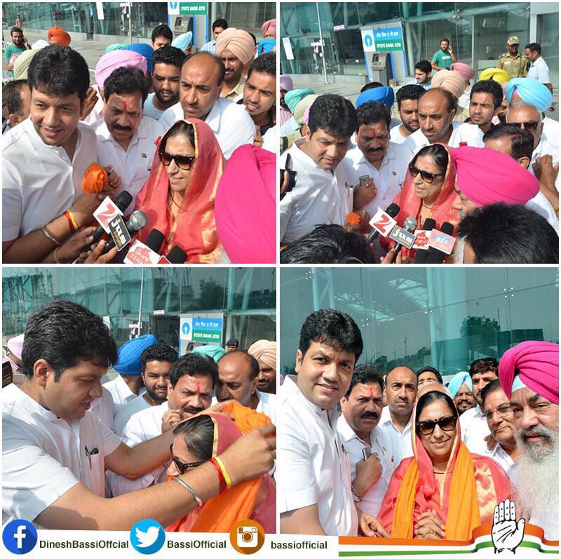 BassiOfficial's tweet photo. Welcoming Punjab Congress incharge Aasha Kumari Ji on her amritsar arrival today. #Mission2017 #BassiforEast https://t.co/XcbUXsVxGH