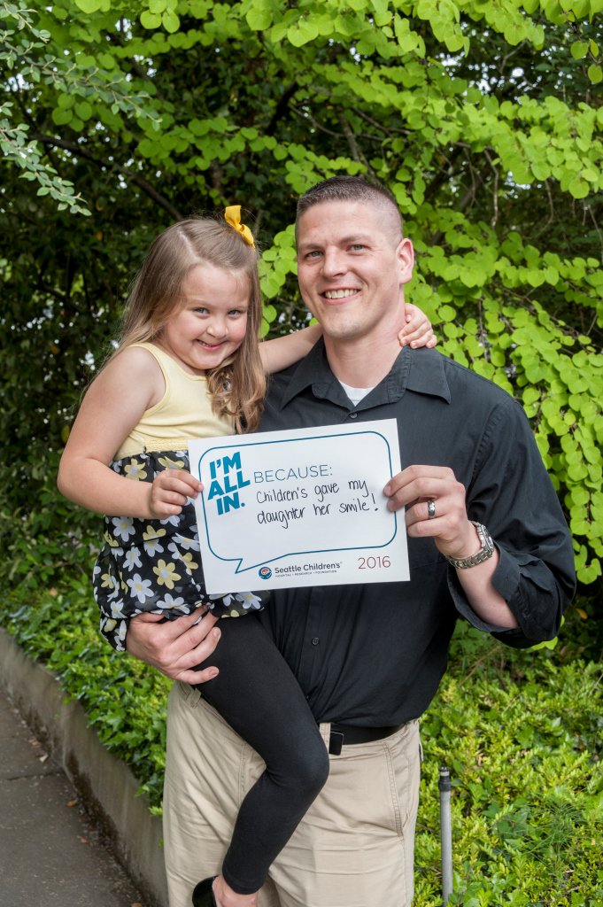 seattlechildren's tweet photo. “I’m #AllinforSC because Children’s gave my daughter her smile!” - Dale Landis https://t.co/NbRUdA2M9B https://t.co/NXlcGNDmcK