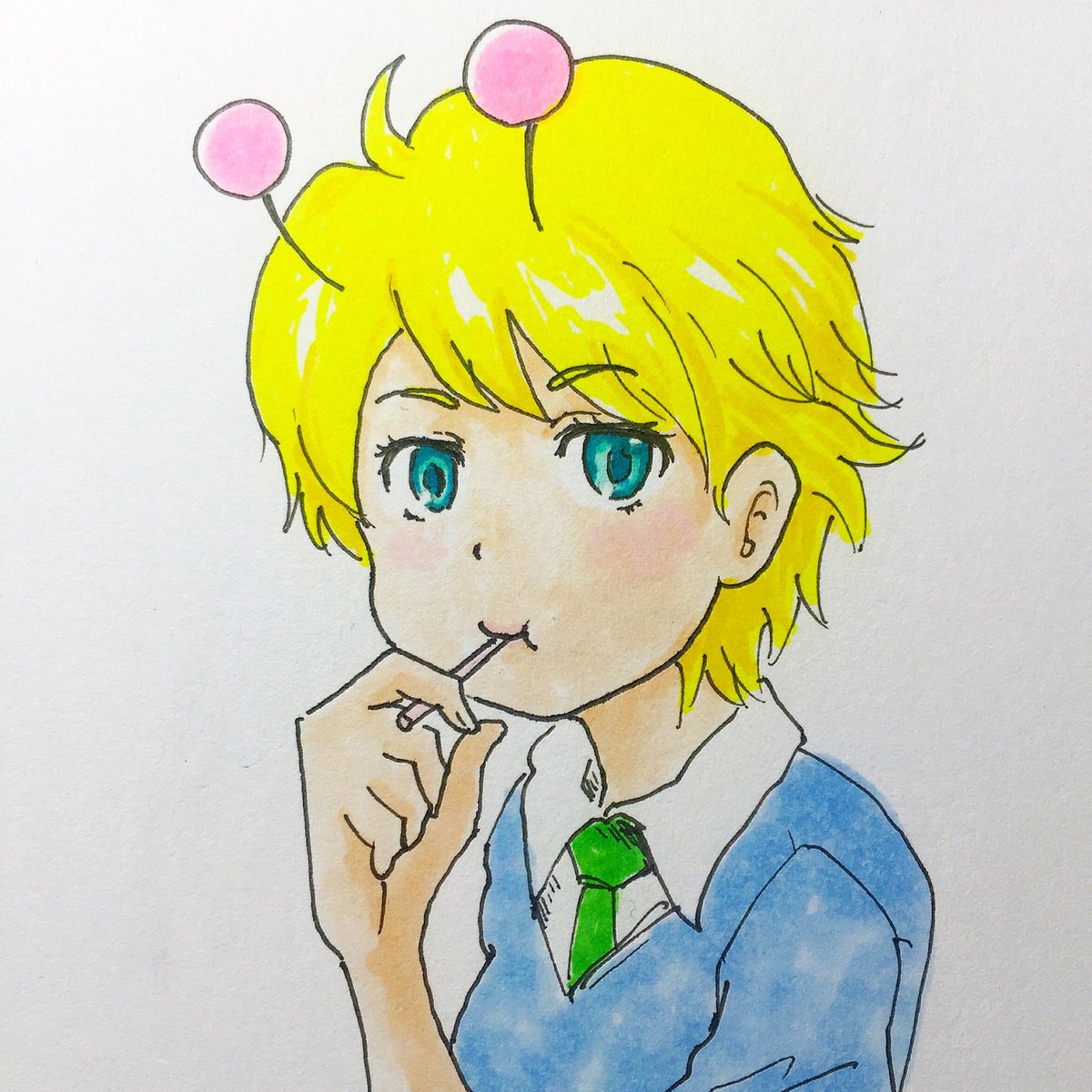 ツネモク No Twitter アニメ風ミモ イラスト Illustration 落書き コピック Copic ミリペン オリジナルキャラクター 宇宙人 女の子 T Co T6nres5ufj