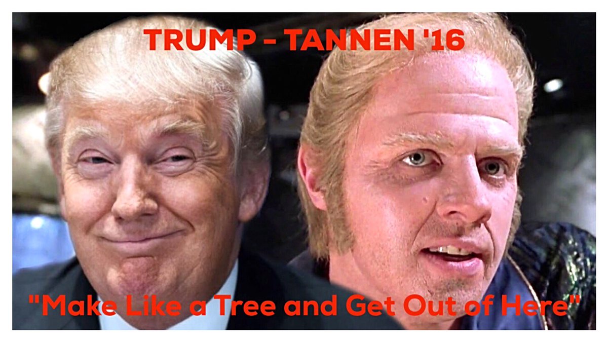 physiosoldier's tweet photo. BREAKING NEWS: Pence out as VP. Trump announces Biff Tannen as new VP. #MakeLikeaTreeandGetOutofHere https://t.co/6eVPoqpYF5