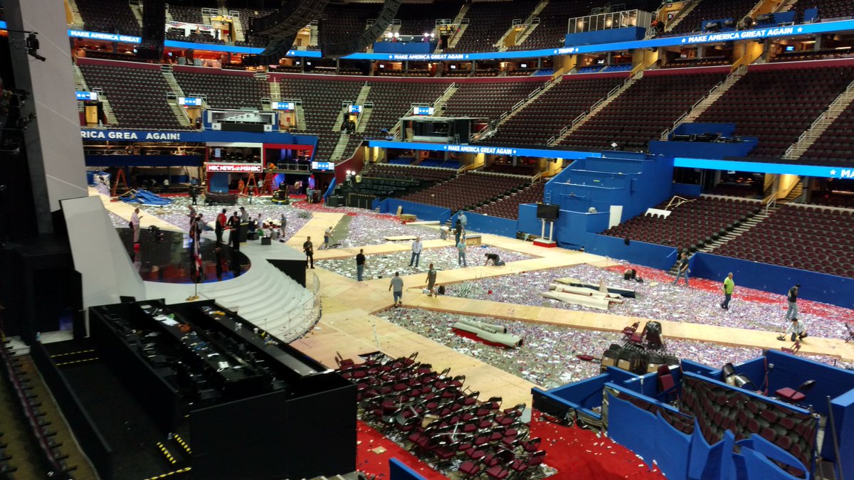 MakUpFront's tweet image. Trump's law and order speech well-received by WA delegates, but some still leaving not convinced.  #RNCinCLE