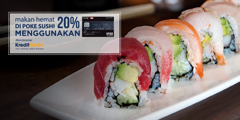 Makan sushi gak pakai mahal. Ajukan sekarang di KreditGoGo bit.ly/29Z2UOm <a href="/pokesushi/">poke sushi</a> #Sushi #Kuliner