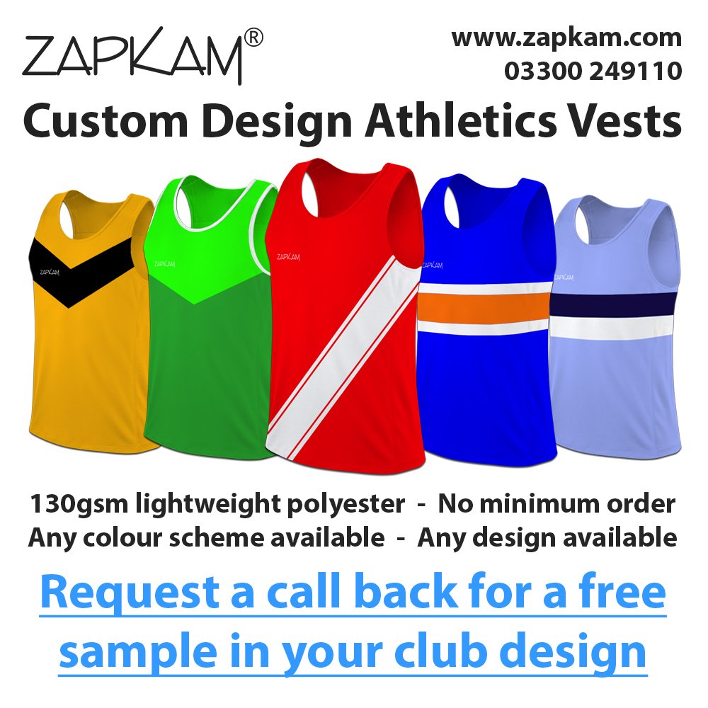zapkamofficial's tweet photo. Custom Design Athletics Vests - No minimums - *Sample offer applies to clubs only #athletics #running #runningvests https://t.co/GKxZWQTfri