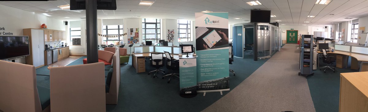 UpToLet's tweet image. The office is looking well, quiet today though.