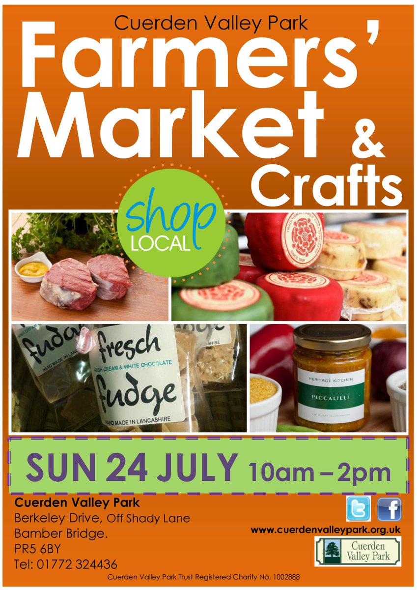#Chorley It's our Farmers'Market Sun(24July). With <a href="/BowlandPork/">Bowland Pork, Beef & Lamb</a> <a href="/heritagepreserv/">Heritage Kitchen</a> @tcjewellery <a href="/cheeseisgrate/">John Jacobs</a> Pls RT