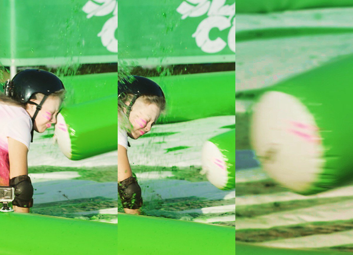 Nickelodeon_AU's tweet photo. OMSG! An extreme swipe from the GRIM-SWEEPER has stolen the stripes straight from the #DynamiteDivas face! #SLIMECUP https://t.co/HftETQ79Ry