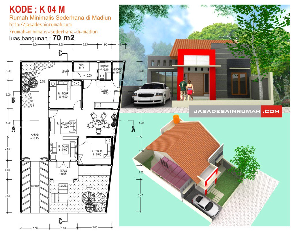 Jasa Desain Rumah Twitteriss Desain Rumah Minimalis Type 70