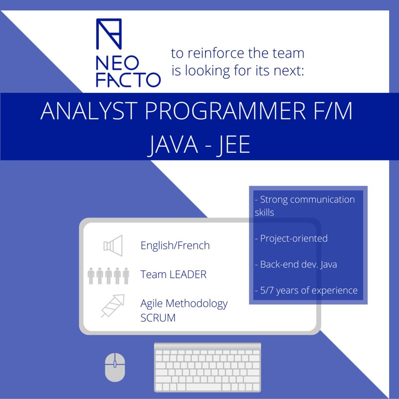 neofacto's tweet image. Knock knock Analyst Programmer! Great job offer for you! Apply to job@neofacto.com #ITjobs #Java #AnalystProgrammer