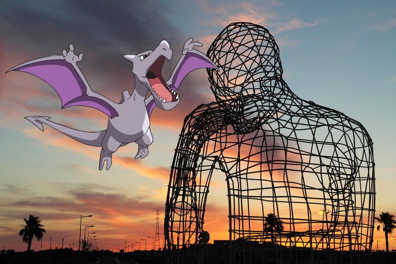PokemonGO2h's tweet image. Uno de los pocos sitios donde aparece Aerodactyl en Dos Hermanas es en El Pensador, en Entrenúcleos. #PokémonGO