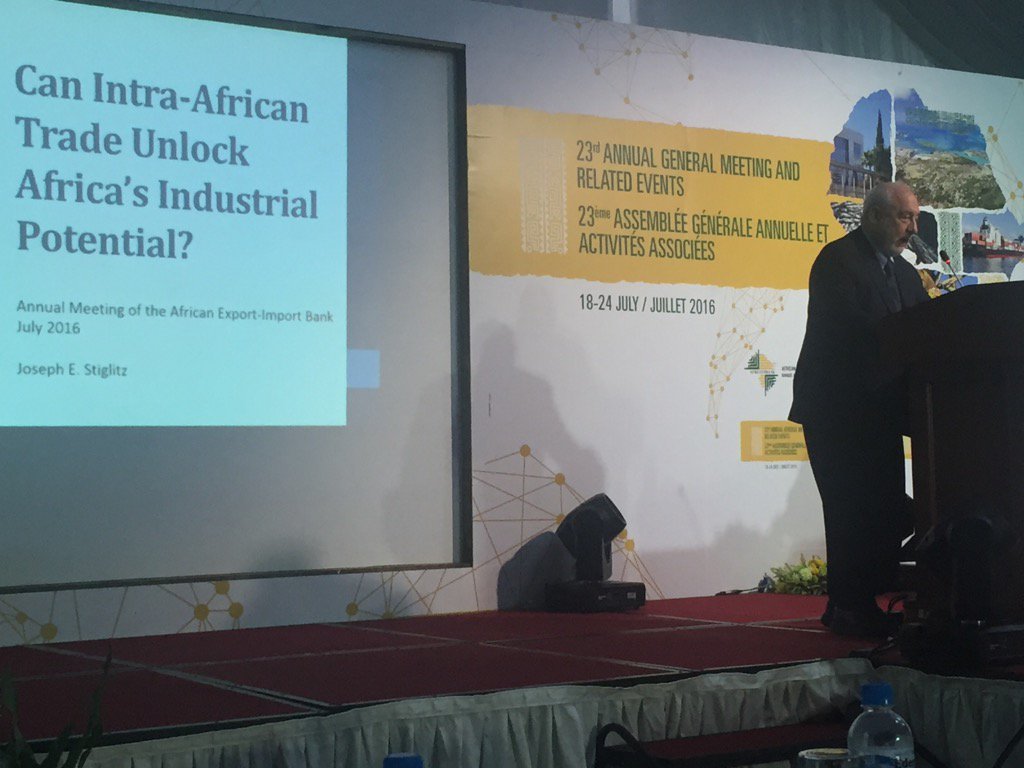 TioKauma's tweet photo. Prof Stiglitz delivers his keynote address #AfrexAGM2016 @afreximbank #Seychelles https://t.co/xyvyxrsDRb