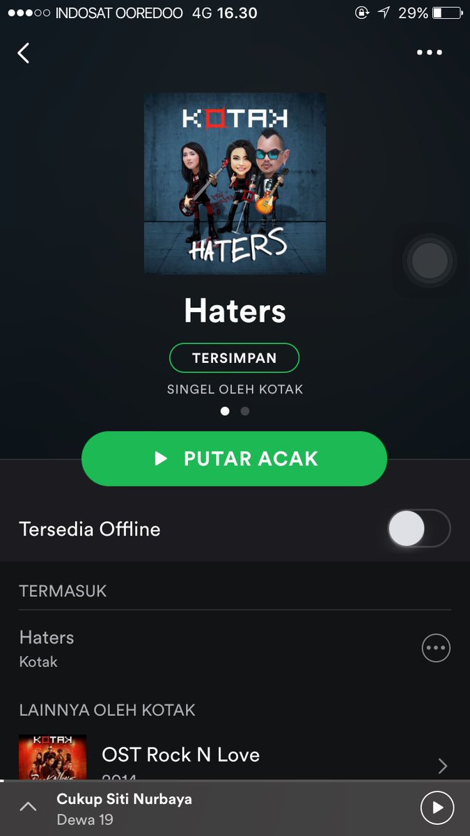 Kerabat Kotak!!! Yg mau dengar single baru <a href="/kotakband_/">Official KOTAK</a> #kotakhaters , bisa dengar di <a href="/Spotify/">Spotify</a> . Yuk cek!