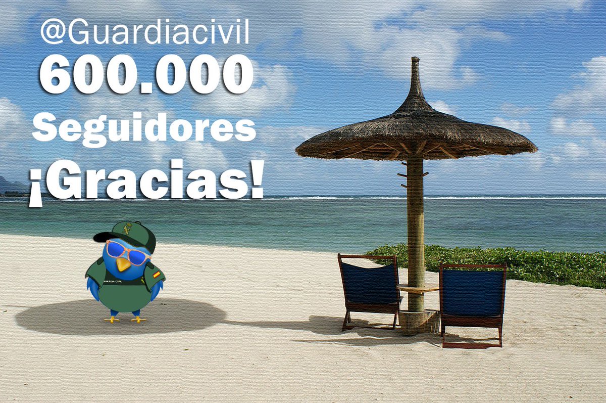 guardiacivil's tweet photo. ¡600.000 seguidores! 
Y nuestro querido "Pikochu" quiere daros las gracias  en nombre del equipo de @guardiacivil. https://t.co/OW72JW6s03