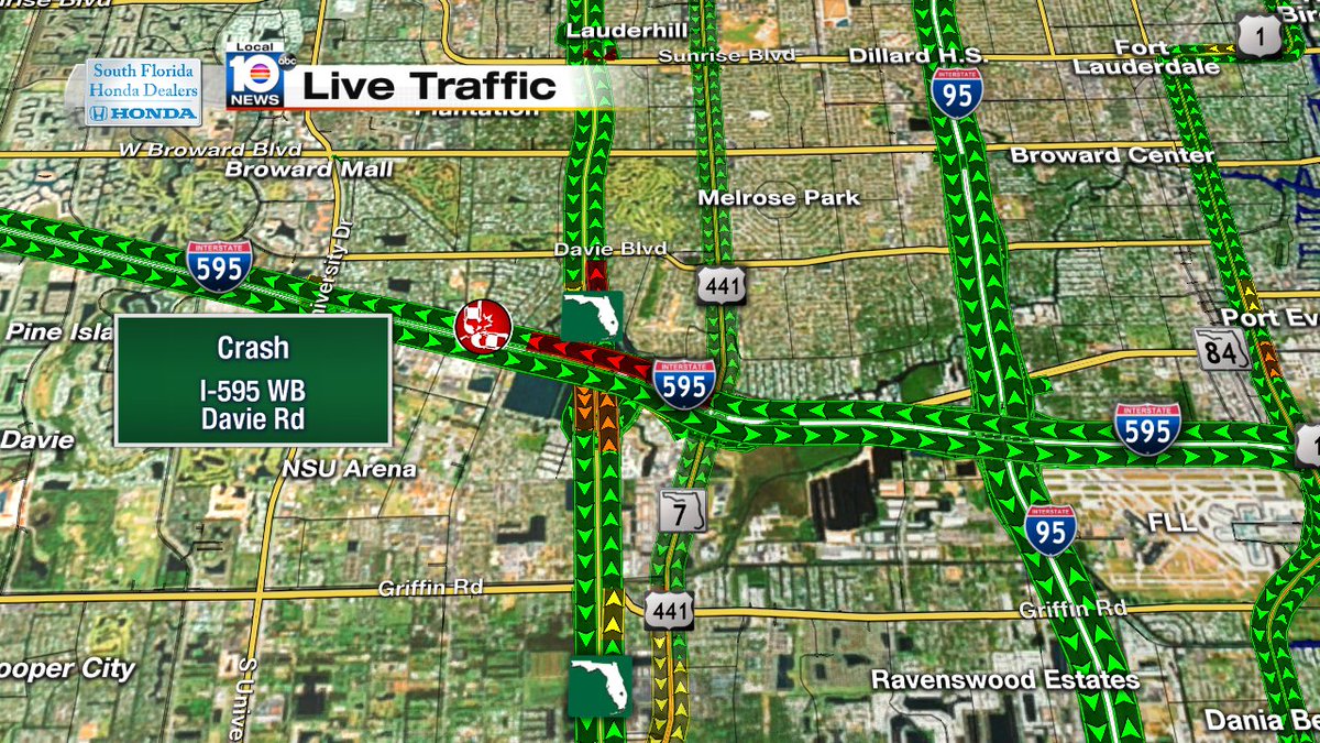 Crash on I-595 WB and Davie Rd #TRAFFIC https://t.co/dDicMwiaOp