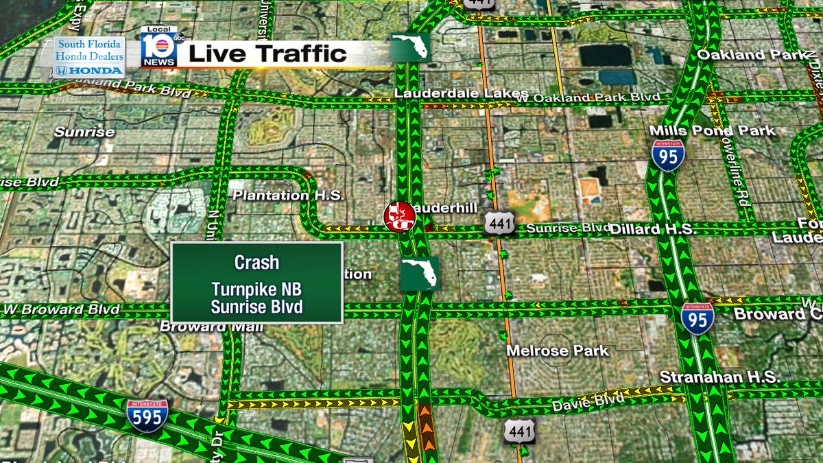 Crash on the Turnpike NB and Sunrise Blvd #TRAFFIC https://t.co/mpbXfwjhut