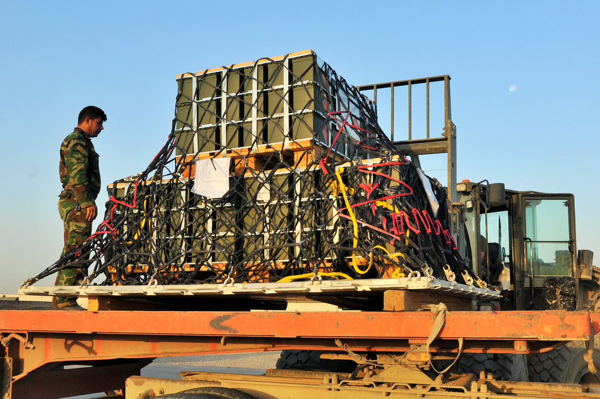 DefenceHQ's tweet photo. More UK gifted machine gun and sniper ammunition arrives in Erbil for Kurdish forces taking the fight to Daesh https://t.co/zzsMGipPn0