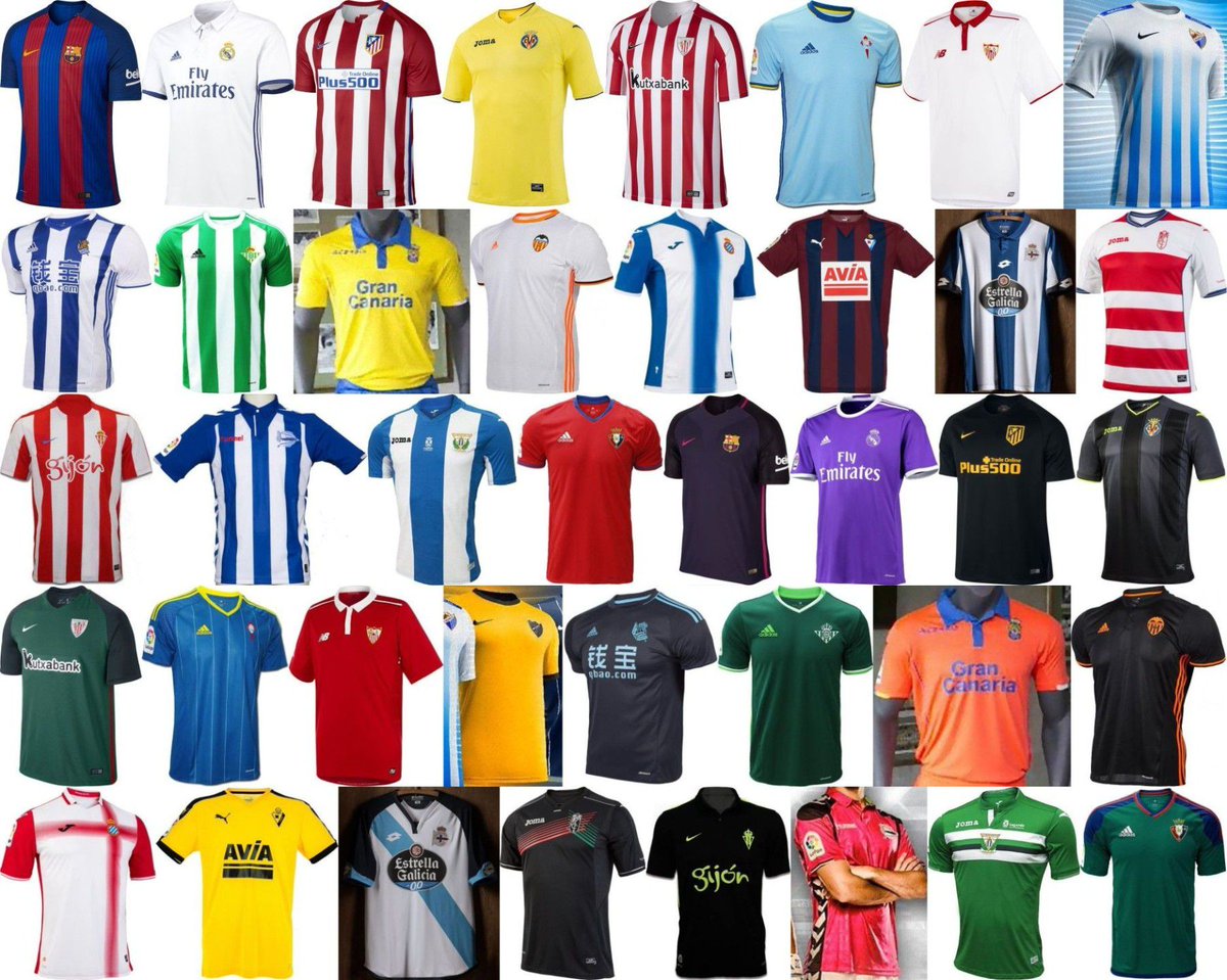 ユニ11 Pa Twitter リーガ エスパニョーラ 16 17 全チームがホーム アウェイユニフォームを発表 6クラブが青白ストライプ T Co R6faeqlljm Liga Espanola 16 17 Home Away Kits