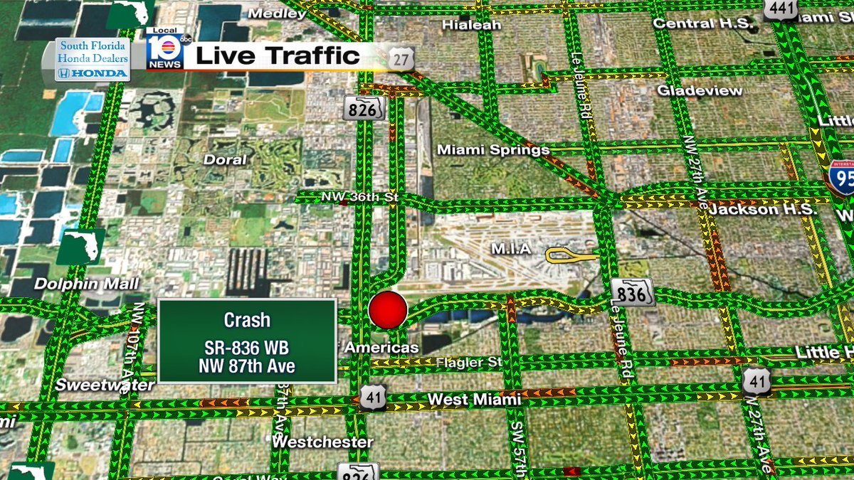 Crash on SR-836 WB & NW 87th Ave #TRAFFIC #MIAMI https://t.co/mQpIC7Yc8B
