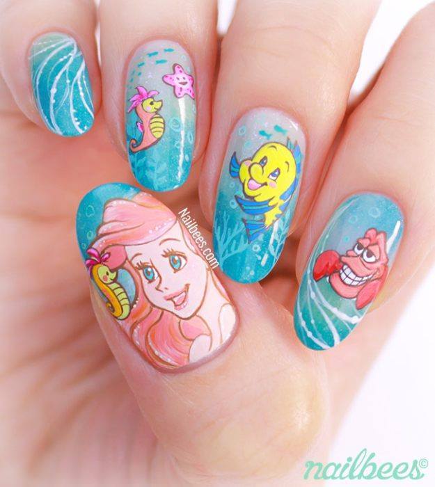 This Little Mermaid Nail Art Features A Dinglehopper  Everything Else In  Ariels Collection