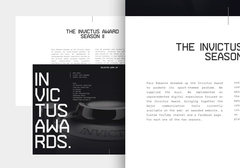 Nice online Portfolio of Digital Art Director Yul Moreau using 'Rational TW' and 'Arame'. y78.fr