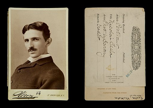 Harvard's tweet image. Happy birthday, Nikola Tesla! This 1890s photograph, held in @HarvardLibrary, shows the famous engineer and inventor