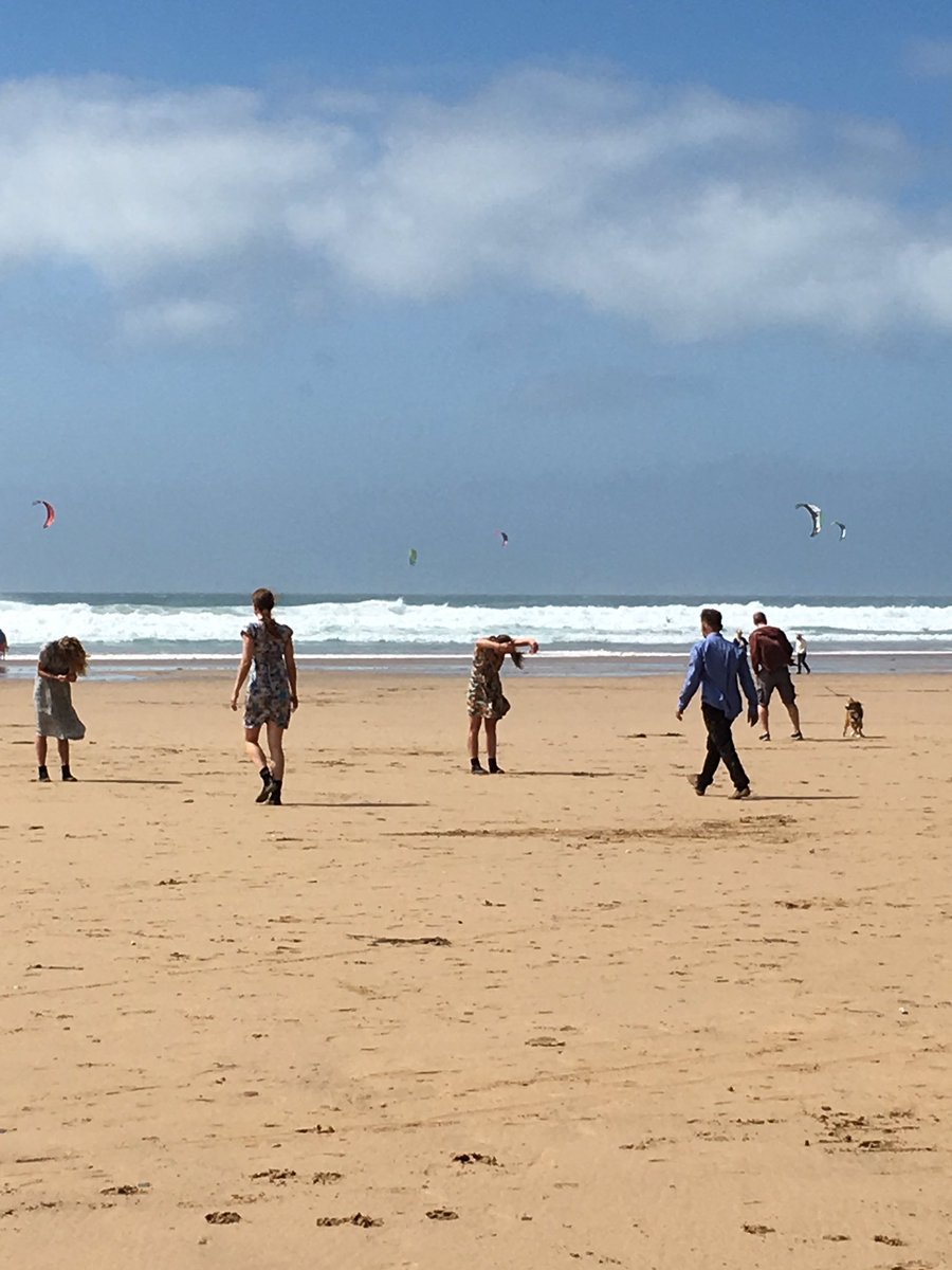Dawn_French's tweet photo. Joyful accident....Came across beautiful dance/choir on the beach today.#watergatebay #simonbirchdance.#falmouthuni https://t.co/OYz6bPLKHW