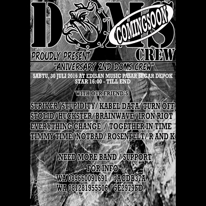 30 Juli <a href="/EdisanOfficial/">EDISAN MUSIC</a> with @STRIKERBEATDOWN <a href="/Stupiditos_/">STUPIDITY 25</a>  <a href="/kabeldatarock/">KABEL DATA</a> <a href="/HucksterHC_/">yoga putra pratama</a> <a href="/STOLID_HC/">S T O L I D</a> info : D126DF02