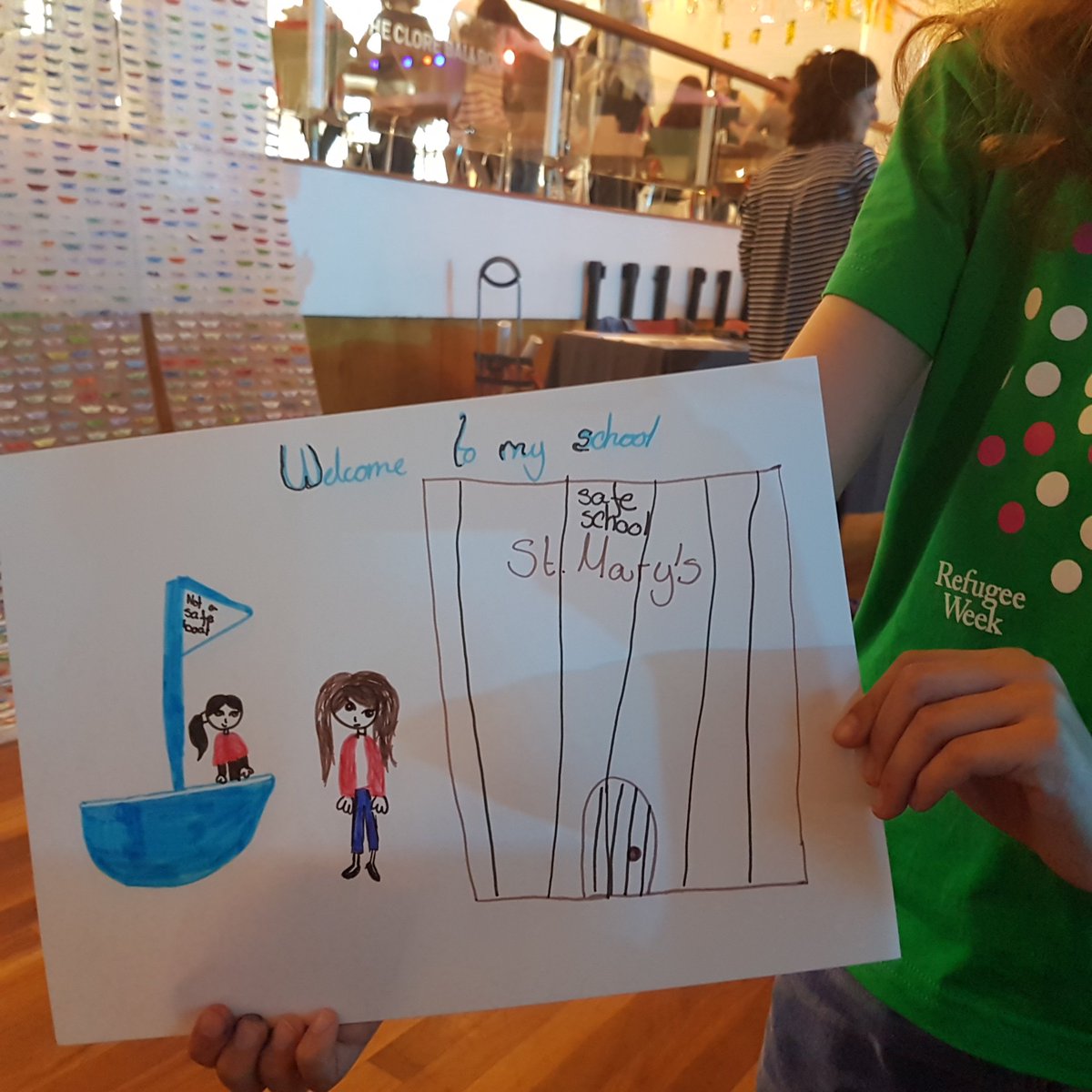 Unsafe boat but a safe school - more #simpleactsofwelcome from the youth wing. <a href="/southbankcentre/">Southbank Centre</a>  #scFestivalofLove