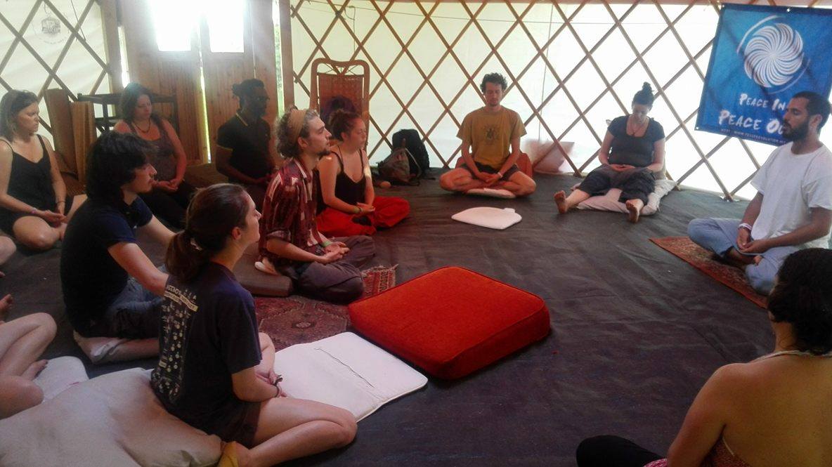 PeaceRevolution's tweet photo. #meditation at the yurt during #LaSemo16 Festival this morning. Two sessions this evening at "La tour des contes". https://t.co/iCfDuH09Ee