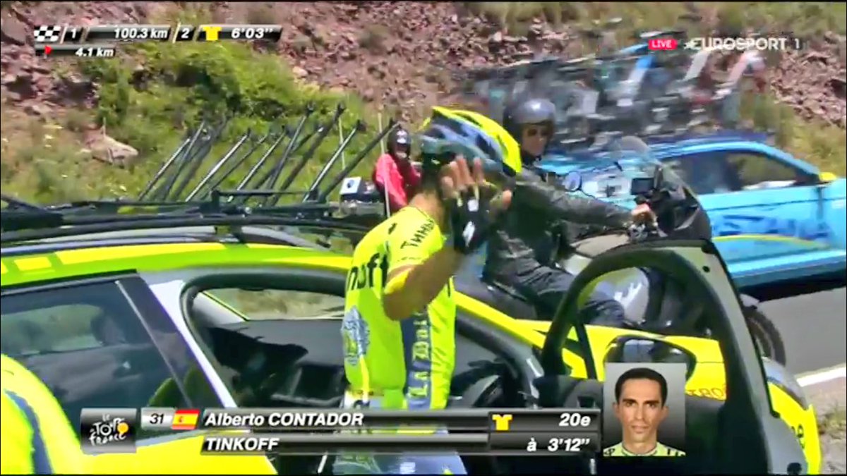 Las caídas y problemas físicos obligan a <a href="/albertocontador/">Alberto Contador</a> a abandonar. RT si le quieres ver en <a href="/lavuelta/">La Vuelta</a> a España.