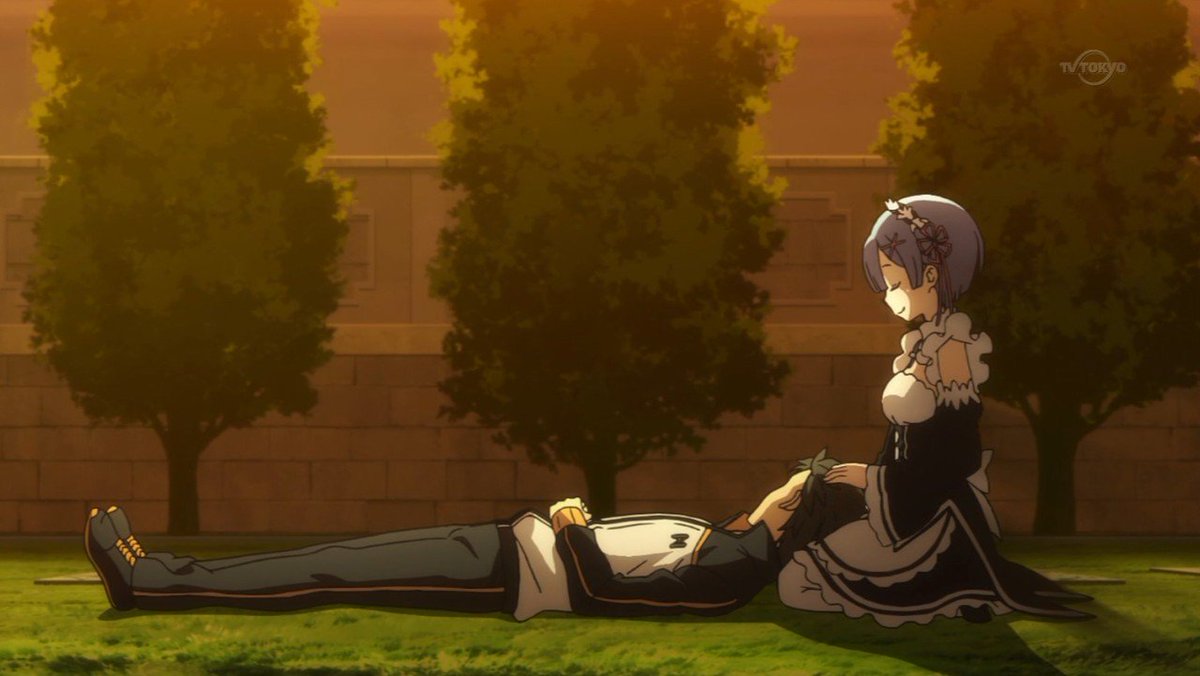 ムギ Twitterissa リゼロ14話 膝枕とかフェリレムサンドイッチ見せときながら最後の引きがなかなかえげつない この先もレム教にはつらいシーンが多いと思うがこれを乗り越えた先に必ずレムの真の可愛さが待ってる 今は耐えるんだ リゼロ Rezero