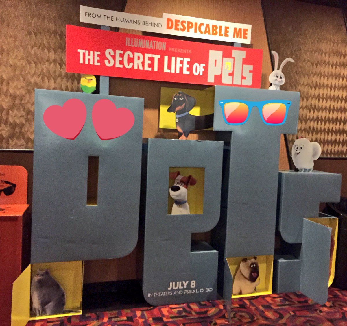 sophi_class's tweet photo. Great Saturday night out with the @PetsMovie crew! Go watch it! #SecretLifeOfPets #animationaficionado https://t.co/98pT3yR6WI