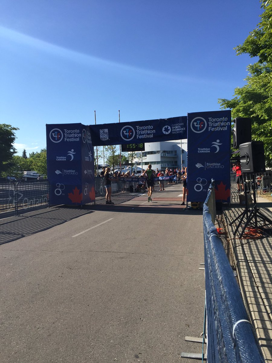 TriOntario's tweet photo. And @andyboltz1 is first male Olympic distance triathlete across the finish line here at @TriathlonTO, congrats! https://t.co/D2aj115IBD