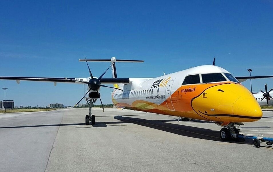 NokAirlines_ENG's tweet image. There she is, our newest Q400 from #Bombadier 'Nok Suk San' (HS-DQG) is coming home soon ✈ #nokair