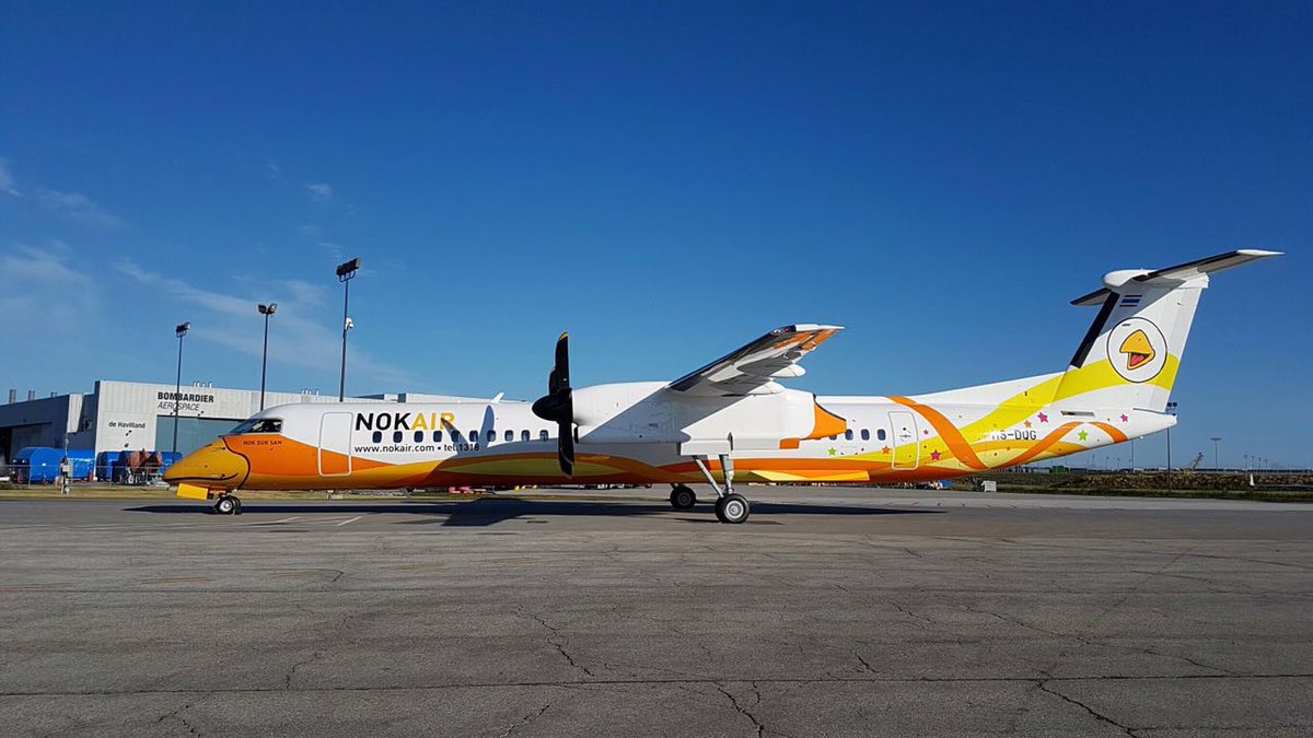 NokAirlines_ENG's tweet image. There she is, our newest Q400 from #Bombadier 'Nok Suk San' (HS-DQG) is coming home soon ✈ #nokair
