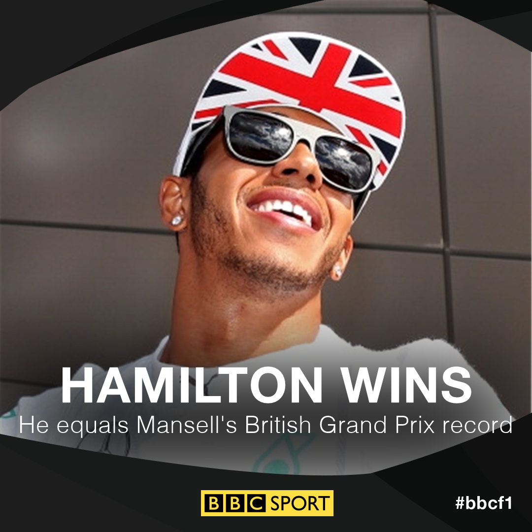 BBCSport's tweet photo. Lewis Hamilton wins the #BritishGP for the third year in a row!

https://t.co/19Nq3l32od #bbcf1 https://t.co/0vWO9tPnxY