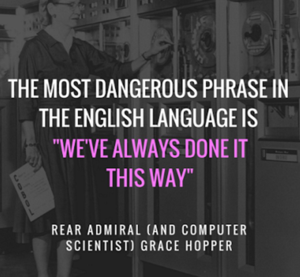 joachimheinz's tweet image. RT @justintarte: The most dangerous phrase in the English language is &apos;we&apos;ve always done it this way.&apos;  #leadership