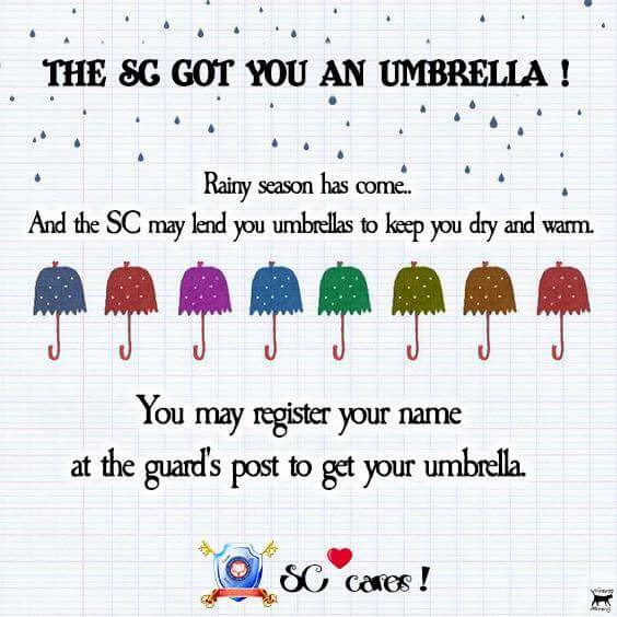 mmccsc1617's tweet photo. Maulan? Malungkot? At walang masisilungan? Rainy days are here,but worry no more! You got us and we got you!#SCCares https://t.co/5LewX5twAS