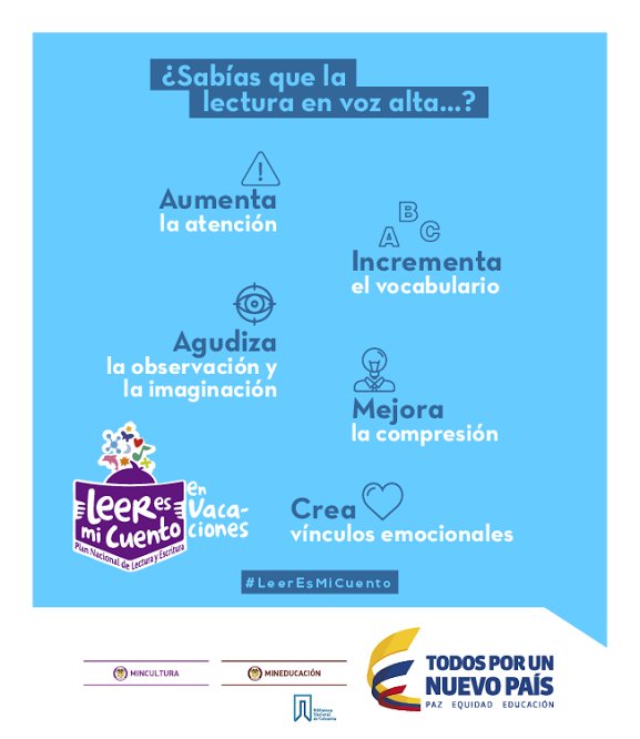 Mineducacion's tweet photo. Leer aumenta la atención, incrementa el vocabulario y mejora la comprensión ¡En vacaciones #LeerEsMiCuento! https://t.co/kOUKY9YW98