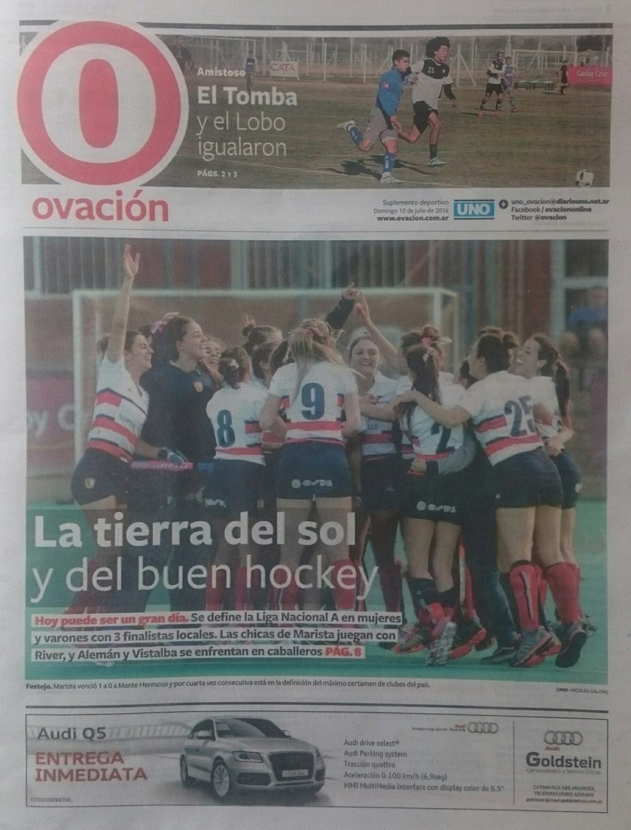 Es un orgullo trabajar en el suplemento <a href="/ovacion/">Ovación</a> siempre apoyando al deporte mendocino y al #Hockey otra vez tapa