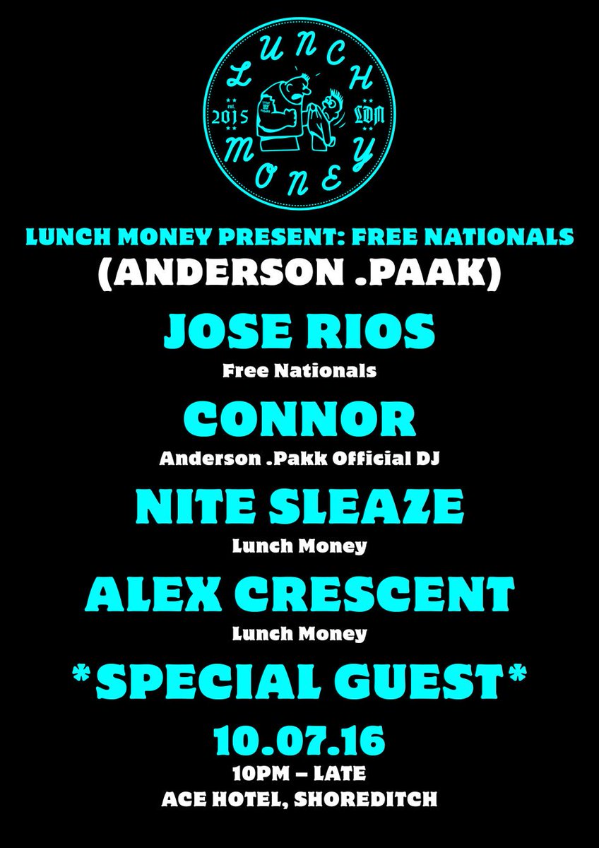 TONIGHT : <a href="/LunchMoneyldn/">Lunch Money</a> present Free Nationals <a href="/WirelessFest/">Wireless Festival</a> after-party <a href="/miranda_ldn/">Miranda</a> 🎉 

👉 bit.ly/29kHNKG