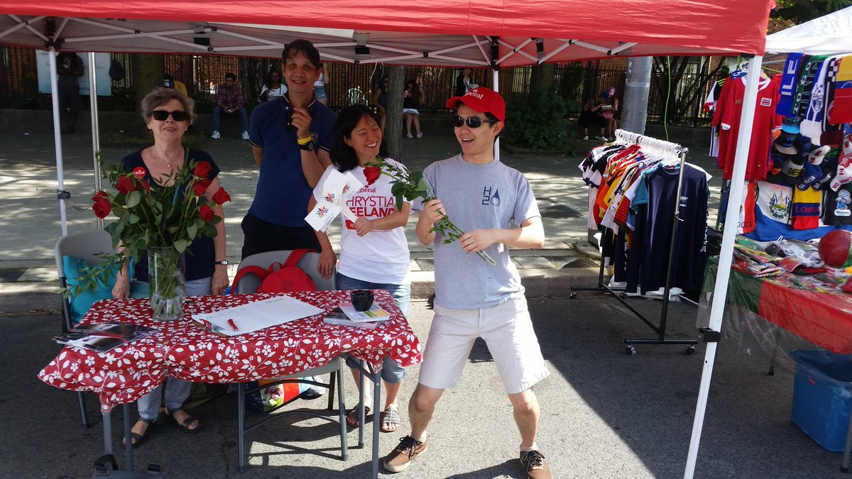tc_shaun's tweet photo. Thank you Ethan for stopping by #LiberalBooth #SalsaOnStClair showing us the great moves!!! @Carolyn_Bennett #LPC https://t.co/BW6dmrKjDC