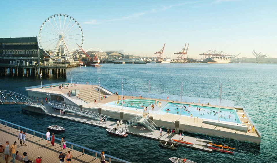 Pike Place's re-model could have "Seasonal Pool Barge" .... I'm in! #Seattle #realestate <a href="/pike_place/">Pike Place Market</a> #pikeplace #CRE