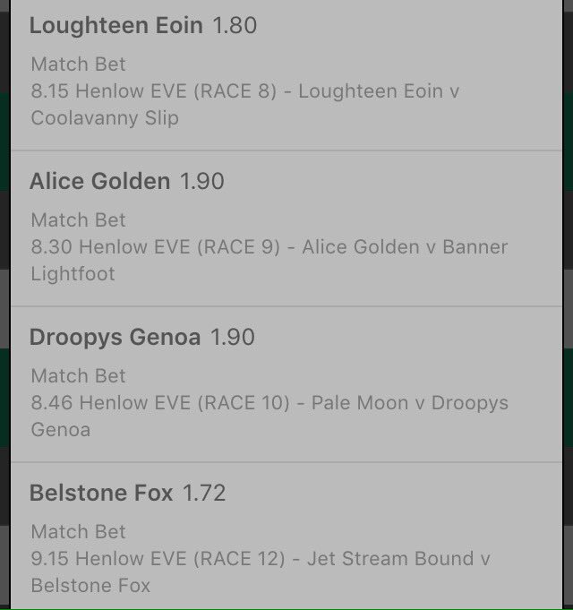 borowatty's tweet photo. Henlow 🎯🎯
Nap Rossi
Small stakes #MatchBet trebles & 4 fold https://t.co/MwCTBjV4pU