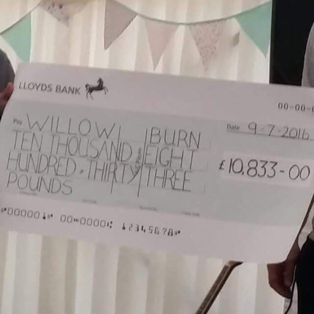 Best part of the night was handing over our amazing cheque to <a href="/Willow_Burn/">Willow Burn Hospice</a> ! Outstanding effort by all!