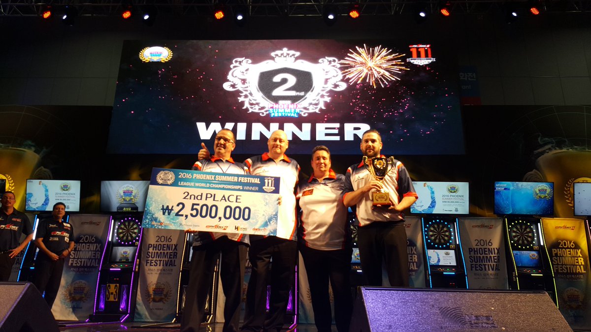 VSPhoenixUK's tweet photo. Phoenix Summer Festival 2016 - 1st Runner, International League Championship.

#darts #PDC #BDO #phoenixdarts https://t.co/bzUjmfhqpm
