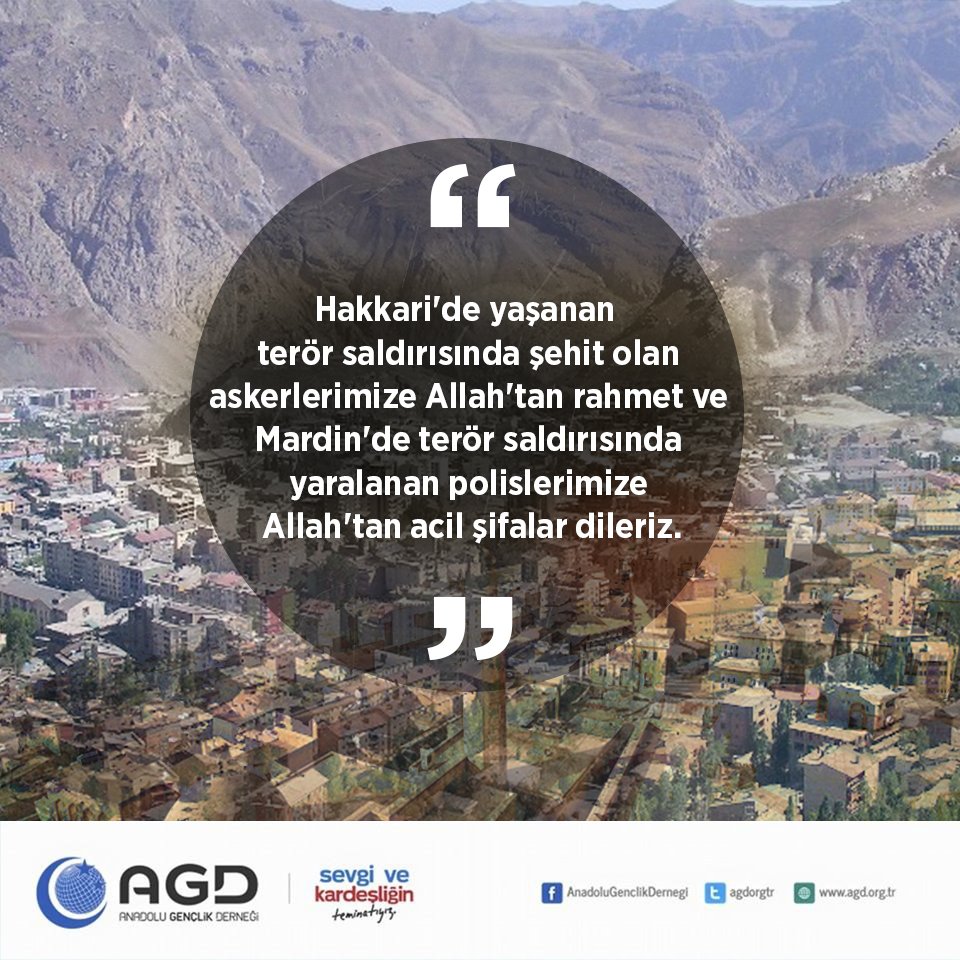 Hakkari'de yaşanan terör saldırısında şehit olan askerlerimize Allah'tan rahmet dileriz.