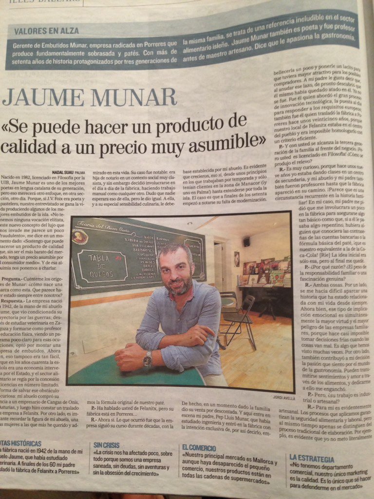 Avui el nostre gerent entrevistat per @nadalsuau a <a href="/elmundobaleares/">El Mundo Baleares</a>