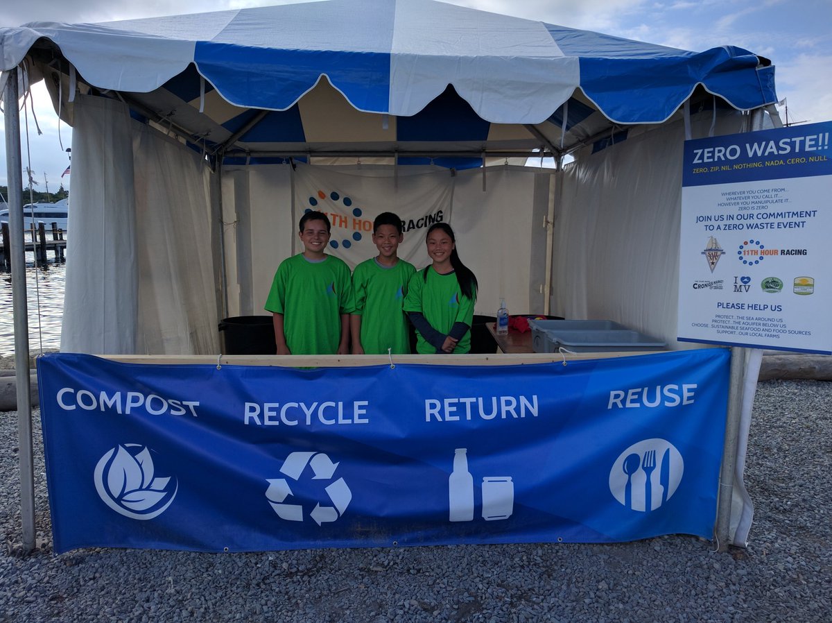 VineyardCupMVY's tweet photo. The Sunday Green Team is ready to collect #compost,  #recycling and glassware! @11thHourRacing https://t.co/WgygcKyF59